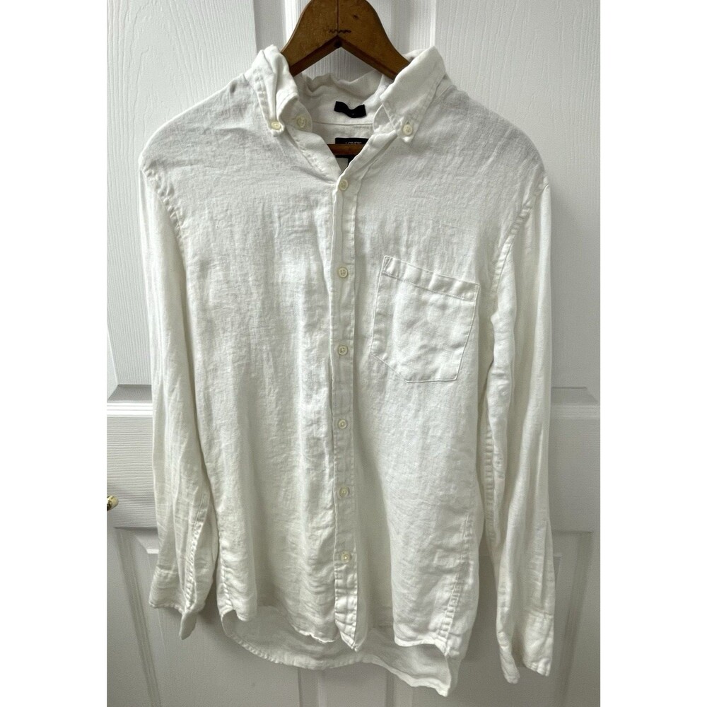 J. Crew Women's Slim 100% Linen Button Down Blouse White Size Small